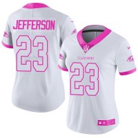 Nike Baltimore Ravens #23 Tony Jefferson White/Pink Women's Stitched NFL Limited Rush Fashion Jersey