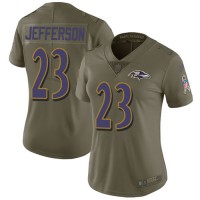 Nike Baltimore Ravens #23 Tony Jefferson Olive Women's Stitched NFL Limited 2017 Salute to Service Jersey