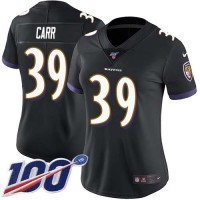 Nike Baltimore Ravens #39 Brandon Carr Black Alternate Women's Stitched NFL 100th Season Vapor Untouchable Limited Jersey
