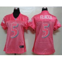 Nike Baltimore Ravens #5 Joe Flacco Pink Sweetheart Women's NFL Game Jersey