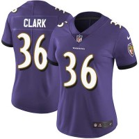 Nike Baltimore Ravens #36 Chuck Clark Purple Team Color Women's Stitched NFL Vapor Untouchable Limited Jersey