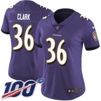 Nike Baltimore Ravens #36 Chuck Clark Purple Team Color Women's Stitched NFL 100th Season Vapor Untouchable Limited Jersey