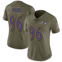 Nike Baltimore Ravens #96 Domata Peko Sr Olive Women's Stitched NFL Limited 2017 Salute To Service Jersey