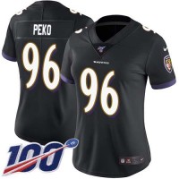 Nike Baltimore Ravens #96 Domata Peko Sr Black Alternate Women's Stitched NFL 100th Season Vapor Untouchable Limited Jersey