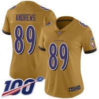 Nike Baltimore Ravens #89 Mark Andrews Gold Women's Stitched NFL Limited Inverted Legend 100th Season Jersey