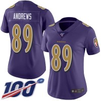 Nike Baltimore Ravens #89 Mark Andrews Purple Women's Stitched NFL Limited Rush 100th Season Jersey