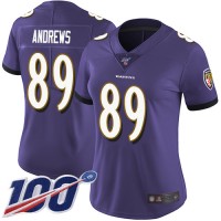 Nike Baltimore Ravens #89 Mark Andrews Purple Team Color Women's Stitched NFL 100th Season Vapor Limited Jersey
