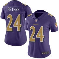 Nike Baltimore Ravens #24 Marcus Peters Purple Women's Stitched NFL Limited Rush Jersey