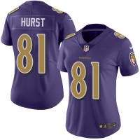 Nike Baltimore Ravens #81 Hayden Hurst Purple Women's Stitched NFL Limited Rush Jersey