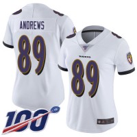 Nike Baltimore Ravens #89 Mark Andrews White Women's Stitched NFL 100th Season Vapor Limited Jersey