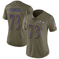 Nike Baltimore Ravens #73 Marshal Yanda Olive Women's Stitched NFL Limited 2017 Salute to Service Jersey