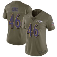 Nike Baltimore Ravens #46 Morgan Cox Olive Women's Stitched NFL Limited 2017 Salute to Service Jersey