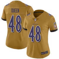 Nike Baltimore Ravens #48 Patrick Queen Gold Women's Stitched NFL Limited Inverted Legend Jersey