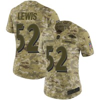 Nike Baltimore Ravens #52 Ray Lewis Camo Women's Stitched NFL Limited 2018 Salute to Service Jersey