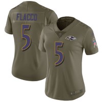 Nike Baltimore Ravens #5 Joe Flacco Olive Women's Stitched NFL Limited 2017 Salute to Service Jersey