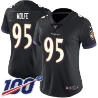 Nike Baltimore Ravens #95 Derek Wolfe Black Alternate Women's Stitched NFL 100th Season Vapor Untouchable Limited Jersey