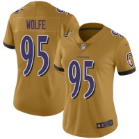 Nike Baltimore Ravens #95 Derek Wolfe Gold Women's Stitched NFL Limited Inverted Legend Jersey
