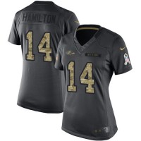 Nike Baltimore Ravens #14 Kyle Hamilton Black Women's Stitched NFL Limited 2016 Salute to Service Jersey