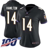 Nike Baltimore Ravens #14 Kyle Hamilton Black Alternate Women's Stitched NFL 100th Season Vapor Untouchable Limited Jersey