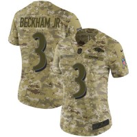Nike Baltimore Ravens #3 Odell Beckham Jr. Camo Women's Stitched NFL Limited 2018 Salute To Service Jersey