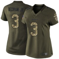 Nike Baltimore Ravens #3 Odell Beckham Jr. Green Women's Stitched NFL Limited 2015 Salute to Service Jersey