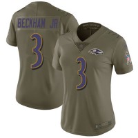 Nike Baltimore Ravens #3 Odell Beckham Jr. Olive Women's Stitched NFL Limited 2017 Salute To Service Jersey