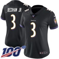 Nike Baltimore Ravens #3 Odell Beckham Jr. Black Alternate Women's Stitched NFL 100th Season Vapor Untouchable Limited Jersey