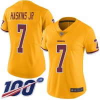Nike Washington Commanders #7 Dwayne Haskins Jr Gold Women's Stitched NFL Limited Rush 100th Season Jersey