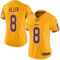 Nike Washington Commanders #8 Kyle Allen Gold Women's Stitched NFL Limited Rush Jersey