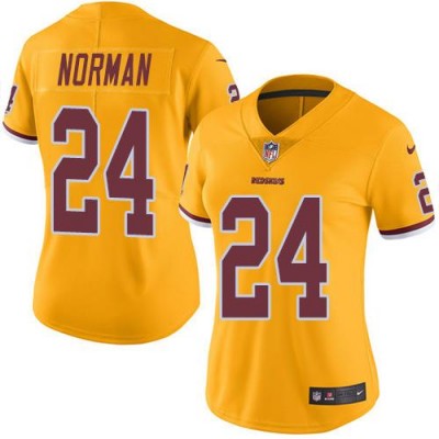 Nike Washington Commanders #24 Josh Norman Gold Women's Stitched NFL Limited Rush Jersey