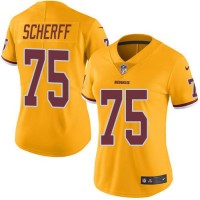 Nike Washington Commanders #75 Brandon Scherff Gold Women's Stitched NFL Limited Rush Jersey