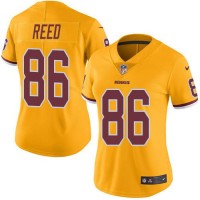 Nike Washington Commanders #86 Jordan Reed Gold Women's Stitched NFL Limited Rush Jersey