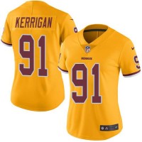 Nike Washington Commanders #91 Ryan Kerrigan Gold Women's Stitched NFL Limited Rush Jersey