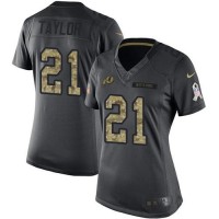 Nike Washington Commanders #21 Sean Taylor Black Women's Stitched NFL Limited 2016 Salute to Service Jersey