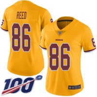 Nike Washington Commanders #86 Jordan Reed Gold Women's Stitched NFL Limited Rush 100th Season Jersey