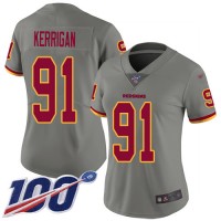 Nike Washington Commanders #91 Ryan Kerrigan Gray Women's Stitched NFL Limited Inverted Legend 100th Season Jersey