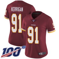 Nike Washington Commanders #91 Ryan Kerrigan Burgundy Red Team Color Women's Stitched NFL 100th Season Vapor Limited Jersey