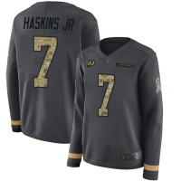 Nike Washington Commanders #7 Dwayne Haskins Jr Anthracite Salute to Service Women's Stitched NFL Limited Therma Long Sleeve Jersey
