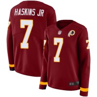 Nike Washington Commanders #7 Dwayne Haskins Jr Burgundy Red Team Color Women's Stitched NFL Limited Therma Long Sleeve Jersey