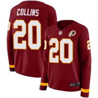 Nike Washington Commanders #20 Landon Collins Burgundy Red Team Color Women's Stitched NFL Limited Therma Long Sleeve Jersey