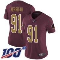 Nike Washington Commanders #91 Ryan Kerrigan Burgundy Red Alternate Women's Stitched NFL 100th Season Vapor Limited Jersey