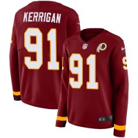 Nike Washington Commanders #91 Ryan Kerrigan Burgundy Red Team Color Women's Stitched NFL Limited Therma Long Sleeve Jersey