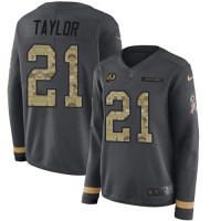 Nike Washington Commanders #21 Sean Taylor Anthracite Salute to Service Women's Stitched NFL Limited Therma Long Sleeve Jersey