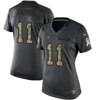 Nike New Orleans Saints #11 Deonte Harris Black Women's Stitched NFL Limited 2016 Salute to Service Jersey