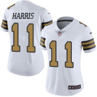 Nike New Orleans Saints #11 Deonte Harris White Women's Stitched NFL Limited Rush Jersey