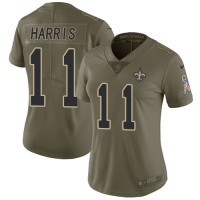 Nike New Orleans Saints #11 Deonte Harris Olive Women's Stitched NFL Limited 2017 Salute To Service Jersey