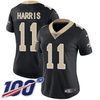 Nike New Orleans Saints #11 Deonte Harris Black Team Color Women's Stitched NFL 100th Season Vapor Untouchable Limited Jersey
