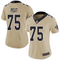 Nike New Orleans Saints #75 Andrus Peat Gold Women's Stitched NFL Limited Inverted Legend Jersey