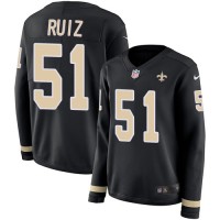 Nike New Orleans Saints #51 Cesar Ruiz Black Team Color Women's Stitched NFL Limited Therma Long Sleeve Jersey