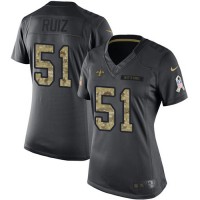 Nike New Orleans Saints #51 Cesar Ruiz Black Women's Stitched NFL Limited 2016 Salute to Service Jersey